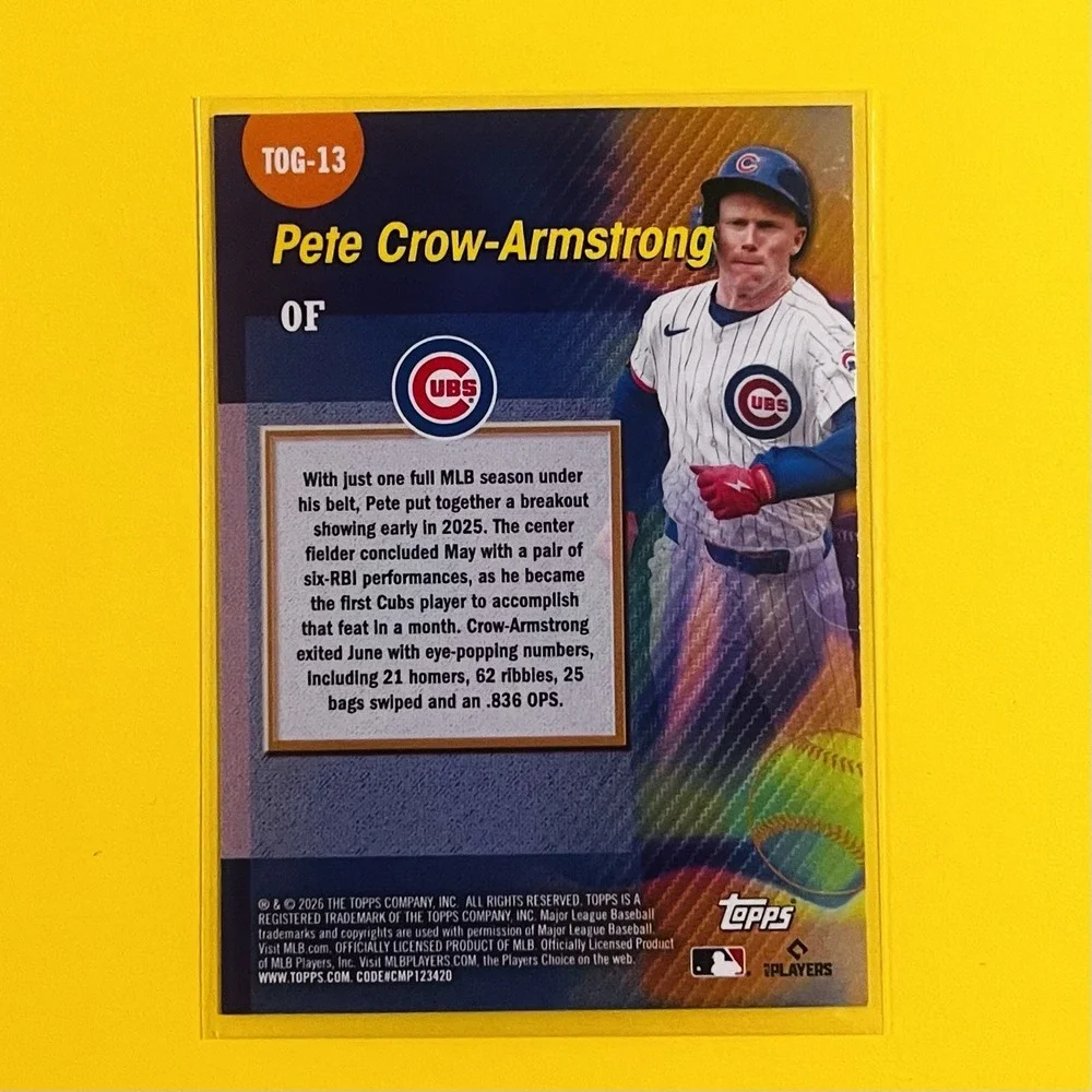 2026 Topps Series‎ 1 Pete Crow-Armstrong Titans of the Game Insert TOG-13 Cubs